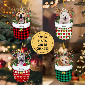 Transparent Christmas Ornament - Dog LoverPet Lover Gifts - Dog In Snow Pocket Christmas Ornament - Custom Ornament from Pet Photo