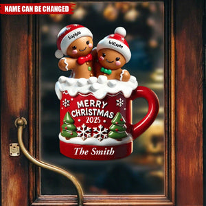 Gingerbread Family In Hot Cocoa Christmas Decor Personalized Decal