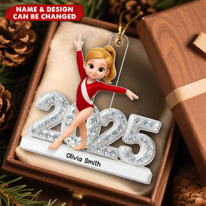 3D Shining Effect Christmas Gymnastic Girl - Personalized Christmas Acrylic Ornament