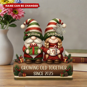 Custom Couple Growing Old Together Plaque - Personalized Standing Wooden Plaque