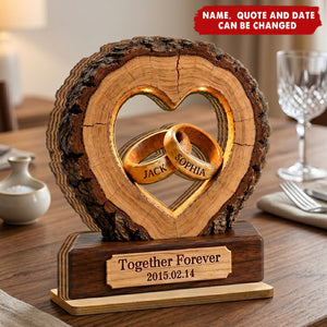 Together Forever Couple Anniversary 2D Flat Plaque - Personalized 2-Layered Wooden Plaque - Heartfelt Gift for Her, for Him