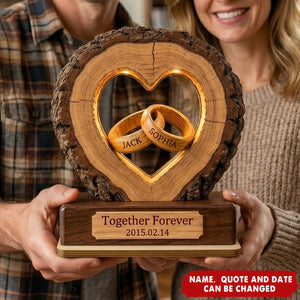 Together Forever Couple Anniversary 2D Flat Plaque - Personalized 2-Layered Wooden Plaque - Heartfelt Gift for Her, for Him