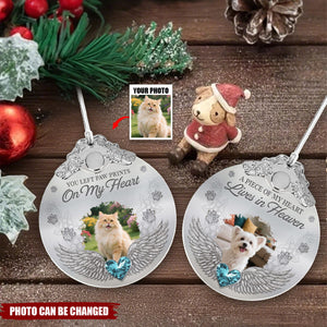 Memorial Pet In Heaven - Personalized Glass Photo Ornament With Silver Cap