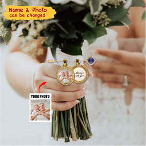 Personalized Wedding Bridal Bouquet Brooch Pin - Photo Charms For Bouquet