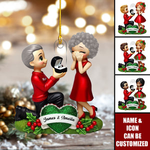 Marriage Proposal "She Said Yes!" - Personalized Acrylic Ornament, Just Engaged Gifts for Couples