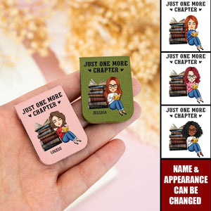 Just One More Chapter - Personalized Leather Magnetic Bookmark
