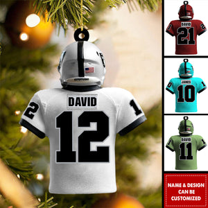 Custom Player Name & Number Football Jersey - Personalized Acrylic Sports Ornament