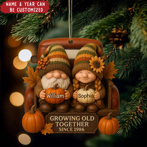 Dwarf Couple Growing Old Together - Personalized Acrylic Ornament, Anniversary Christmas Gift for Couples