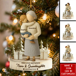 The Love Between Grandma and Grandson, Granddaughter is Forever - Personalized Acrylic Ornament