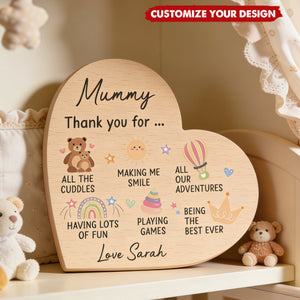 Personalized Wood Heart Plaque, Mummy Gifts From Baby Son Daughter