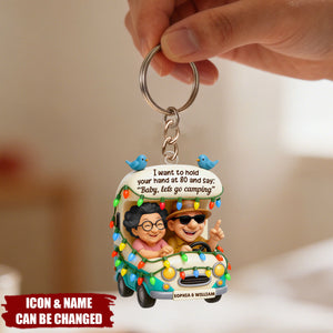 Baby Let's Go Camping Old Couple - Personalized Acrylic Keychain