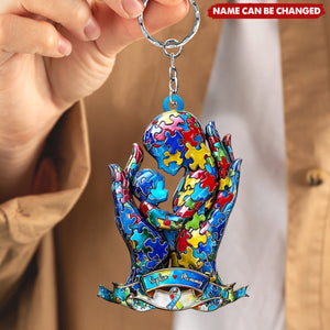 Mom And Kid - Personalized Autism Awareness Keychain
