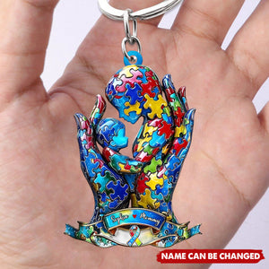 Mom And Kid - Personalized Autism Awareness Keychain
