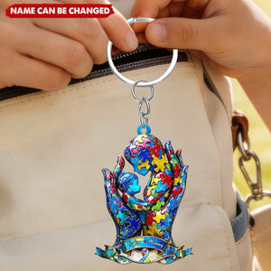 Mom And Kid - Personalized Autism Awareness Keychain