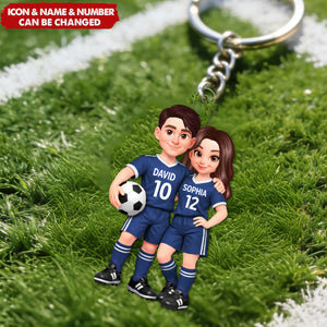 Soccer Couple I'll Always Be Your Biggest Fan Custom Action Figure - Personalized Acrylic Keychain