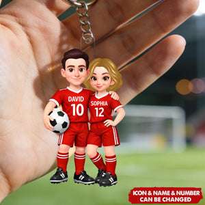 Soccer Couple I'll Always Be Your Biggest Fan Custom Action Figure - Personalized Acrylic Keychain
