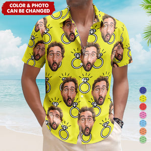 Funny Face Wedding Bachelor Party - Custom Photo Hawaiian Shirt