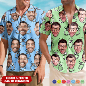 Funny Face Wedding Bachelor Party - Custom Photo Hawaiian Shirt