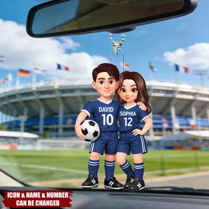 Soccer Couple I'll Always Be Your Biggest Fan Custom Action Figure - Personalized Acrylic Car Ornament