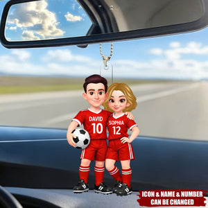 Soccer Couple I'll Always Be Your Biggest Fan Custom Action Figure - Personalized Acrylic Car Ornament