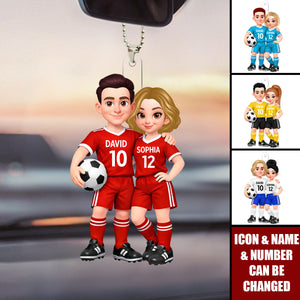 Soccer Couple I'll Always Be Your Biggest Fan Custom Action Figure - Personalized Acrylic Car Ornament
