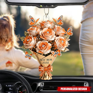 Personalized Flower Butterfly Car Ornament - Heartfelt Mother's Day Gift for Mom, Wife