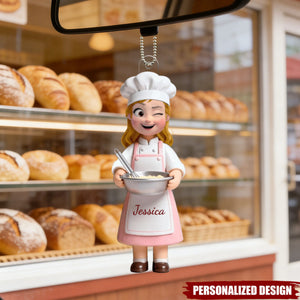 Baking Girl - Personalized Car Ornament - Heartfelt Gift Baking Lovers