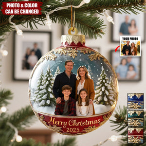 Custom Photo Acrylic Ornament - Christmas Birthday Gifts For Family - Happiness Is Hanging Right Here