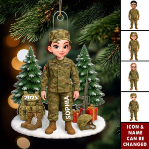 Proud Soldier - Personalized Acrylic Ornament - Special Chritsmas Gift For The Brave Soldier