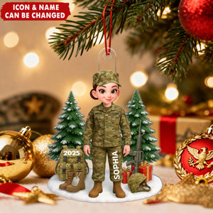 Proud Soldier - Personalized Acrylic Ornament - Special Chritsmas Gift For The Brave Soldier