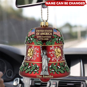 United States 250th Anniversary Bell - Personalized Family Car Ornament