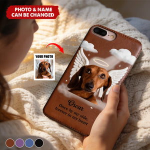 Once By My Side - Personalized Dog Leather Phone Case