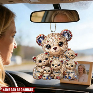 Mother Bear x America 250th Anniversary Acrylic Car Ornament - Personalized Gifts For Mothers