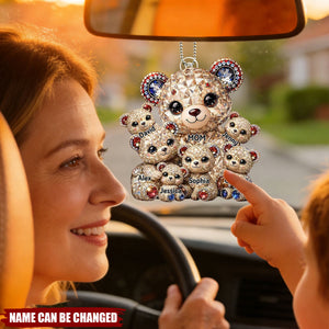 Mother Bear x America 250th Anniversary Acrylic Car Ornament - Personalized Gifts For Mothers