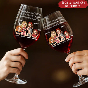 Right In The Throat Besties Sisters - Personalized Wine Glass