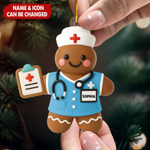 Nurse Gift - Gingerbread Cookie Shape Custom Scrubs - Acrylic Ornament