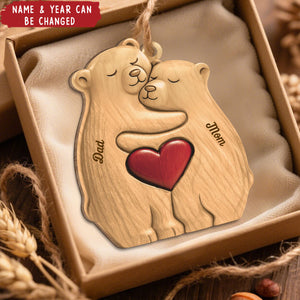 Custom Wood Ornament - Personalized Christmas Birthday Gifts For Mom, Dad, Kids - Our Little Bear Clan