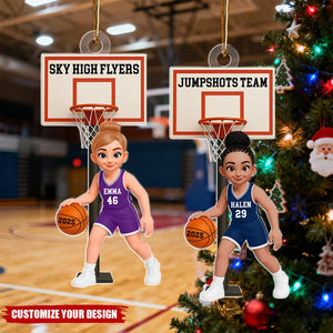 Basketball Girl Playing On Court - Personalized Acrylic Ornament - Christmas Gift For Girls, Daughters, Granddaughters