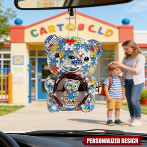 Mama Bear Autism - Personalized Car Ornament - Personalized Gifts For Mom