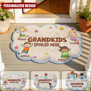 Grandkids Spoiled Here Doodle - Personalized Custom Shaped Doormat