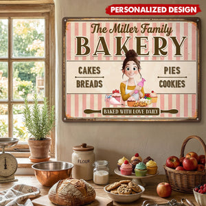 Baked With Love - Personalized Metal Sign - Gifts For Baking Lover