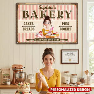 Baked With Love - Personalized Metal Sign - Gifts For Baking Lover