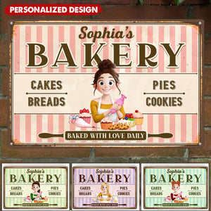 Baked With Love - Personalized Metal Sign - Gifts For Baking Lover