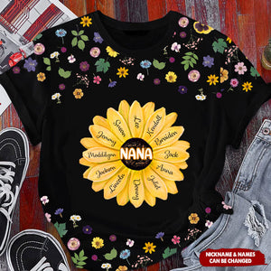 Personalized Mother's Day Gift For Grandma Mom Flower Birthday Gift 3d Tshirt