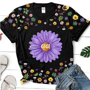 Personalized Mother's Day Gift For Grandma Mom Flower Birthday Gift 3d Tshirt