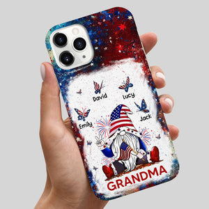 4th of July Patriotic Star and Stripe Grandma Mom Dwarf Butterfly Kids Personalized Phone Case