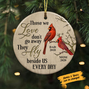 Cardinal Memorial Mom Dad Personalized Circle Ornament