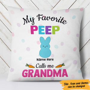 Personalized Easter Grandma Mom Bunny Throw Pillow-Peeps Grandkids Easter Day