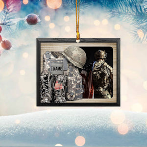 Custom Veteran Soldier Backpack Military Army Flat 2D Ornament, Personalized Photo