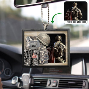 Custom Veteran Soldier Backpack Military Army Flat 2D Ornament, Personalized Photo